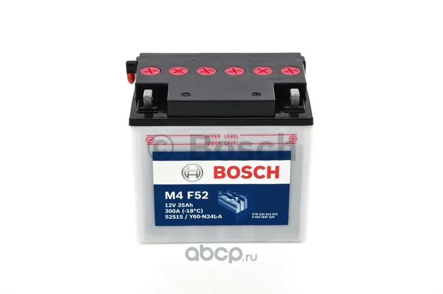 Аккумулятор BOSCH M4 F52 Y60-N24L-A 25Ah 220A 186x130x171 "- +"