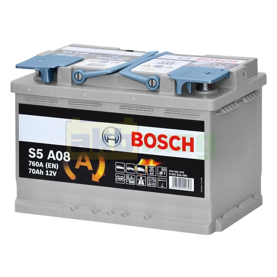 Аккумулятор BOSCH S5 A08 AGM 70Ah 760A 278x175x190 "- +"