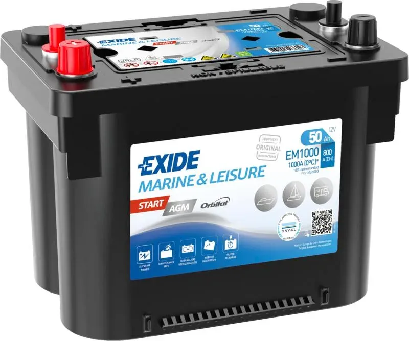 Аккумулятор EXIDE Start-Stop AGM ЕМ1000 50Ah 800A 260x172x205 "+ -"