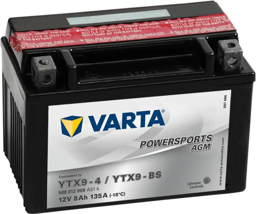 Аккумулятор Varta Powersports AGM YTX9-BS 8Ah 135A 150x87x105 "+ -"